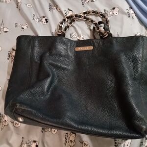 Michael Kors Black Tote Bag with Textured Faux Leather